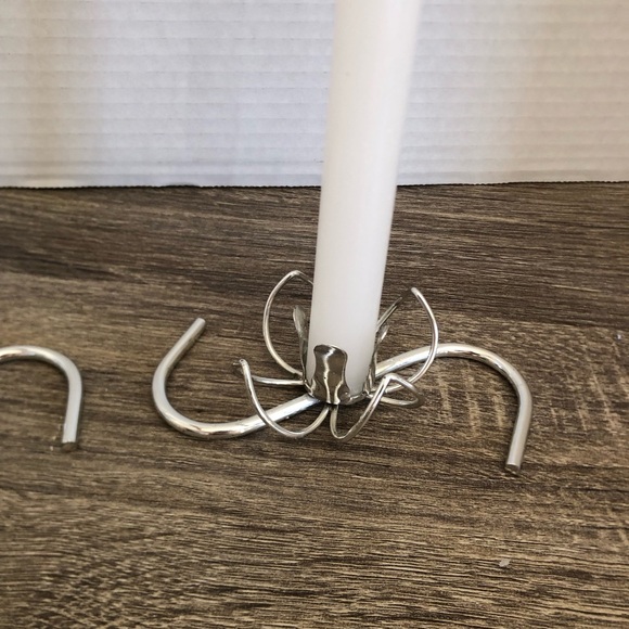 1950s Silver Tone Flower Candle Holders - Picture 3 of 10